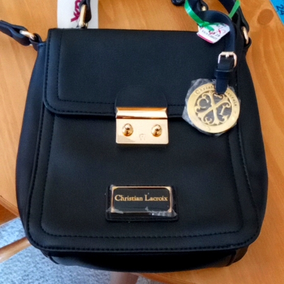 Christian Lacroix Lucie Camera Black bag gold accents New - Picture 2 of 6